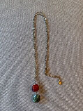 Nakamol Gold-Tone Chain with Red and Green Stone Drops